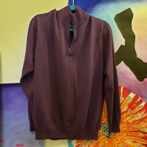 Jos. A. Bank 1/4 Zip Pima Cotton Purple Sweater - Picture 6 of 7